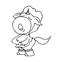 Coloring book for kids - unicorn sings. Black and white cute cartoon unicorns. Vector illustration.