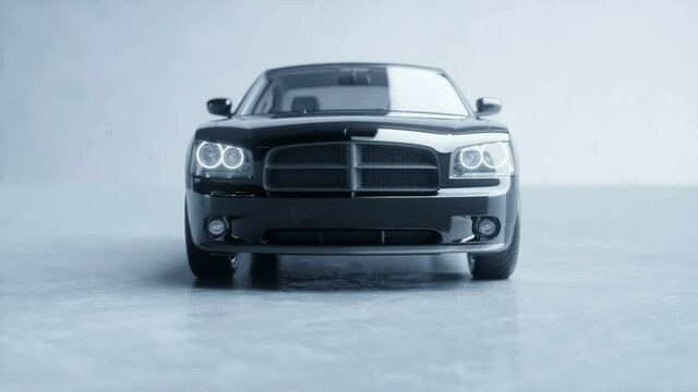 3d model of black car. animation.