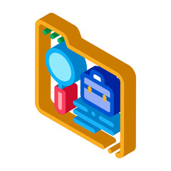 folder research business case icon vector. isometric folder research business case sign. color isolated symbol illustration
