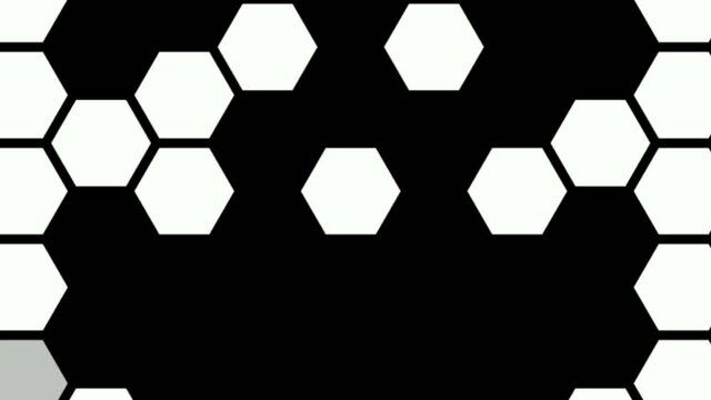 Blinking white and blue hexagon lights in black background - animation rotate