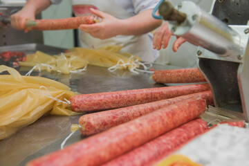 pork salami and sausage production, within the slaughterhouse industry