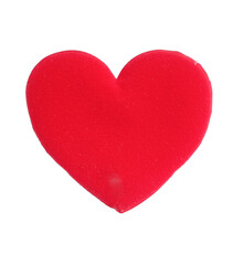 Flat fabric red heart isolated on white background. The red heart represents love and happiness. The concept of valentine's day.