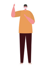man with mask design of medical care and covid 19 virus theme Vector illustration