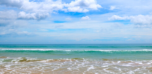 Sea scape and blue sky background. Wide photo