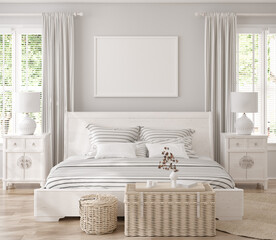 Mock up frame in bedroom interior background, 3d render © artjafara
