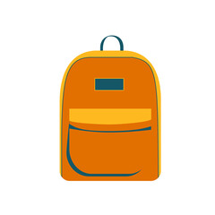 Orange Backpack, bag for school, travel. Urban fashion accessory. Vector illustration isolated on white background.