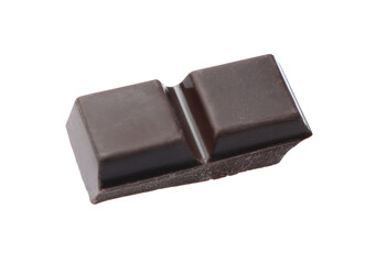 Piece of delicious dark chocolate isolated on white