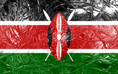 Kenya flag on plastic wrap