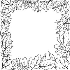 illustration frame of autumn leaves yellow red orange