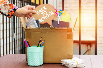 concept donations of supplies, back to school