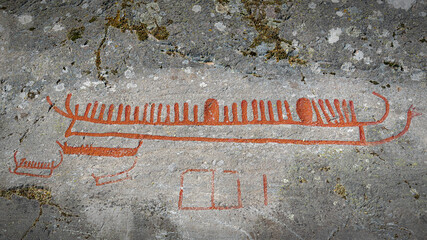 Norrkoping Rock Carvings at Himmelstalund Long Boat Small Ships