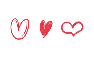 Heart doodles set. Collection of hand drawn hearts for valentine's day design or wedding card invitation.