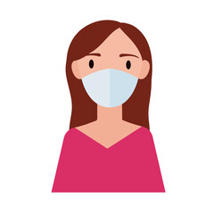 woman wearing medical mask flat style