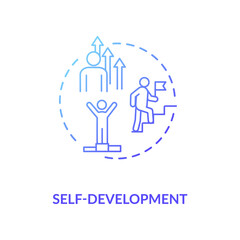 Self development blue gradient concept icon. Achieve personal goals. Growth in skill. Motivation for success. Improvement idea thin line illustration. Vector isolated outline RGB color drawing