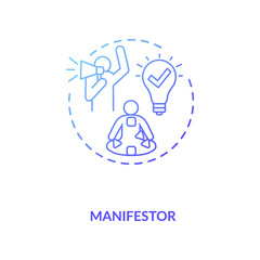 Manifestor blue gradient concept icon. Rally to action. Astrological body graph with energy centers. Human design type idea thin line illustration. Vector isolated outline RGB color drawing