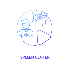 Spleen center blue gradient concept icon. Immune system. Person intuition. Chakra in body system. Human design idea thin line illustration. Vector isolated outline RGB color drawing