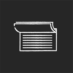 Checkbook chalk white icon on black background. Document for commerce. Payroll for payment. Write cheque. Business tax. Check book notes. Banking operation. Isolated vector chalkboard illustration