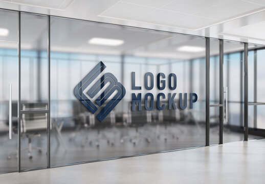 Logo on Office Window Mockup