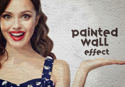 Paint Photo Effect on a Wall Mockup