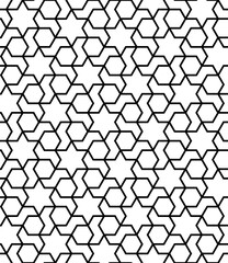Seamless arabic geometric ornament in black and white.Average thickness lines.