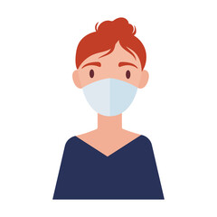 woman wearing medical mask flat style