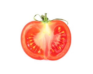 Half of tasty raw tomato isolated on white