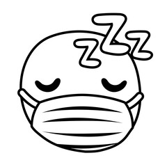 emoji asleep wearing medical mask line style