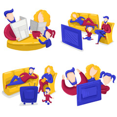 People learn the news. Bitmap image