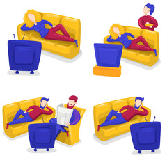 People learn the news. Bitmap image