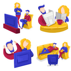 People learn the news. Bitmap image