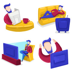 People learn the news. Bitmap image