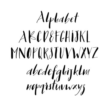 Collection of hand drawn alphabet letters. Modern vector brush calligraphy. Ink illustration with hand-drawn lettering. 