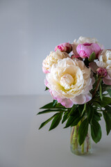 bouquet of peonies, white and pink, wedding, romantic, love, happiness