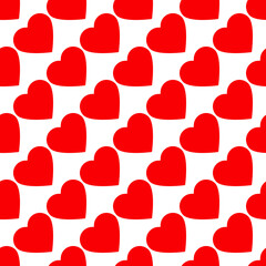 Obraz premium Red hearts on white seamless background.