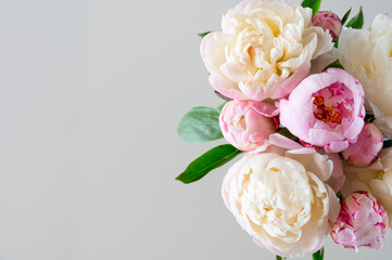 bouquet of peonies, white and pink, wedding, romantic, love, happiness