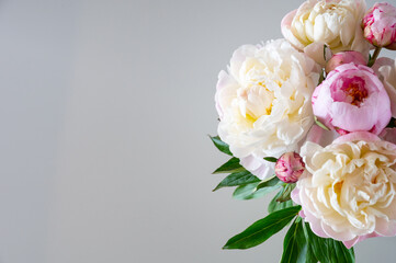 bouquet of peonies, white and pink, wedding, happiness, love