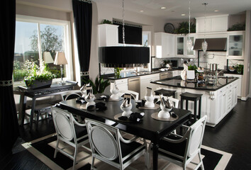 Kitchen Interior with modern dining room  