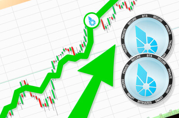 BitShares going up; BitShares BTS cryptocurrency price up; flying rate up success growth price chart (place for text, price)
