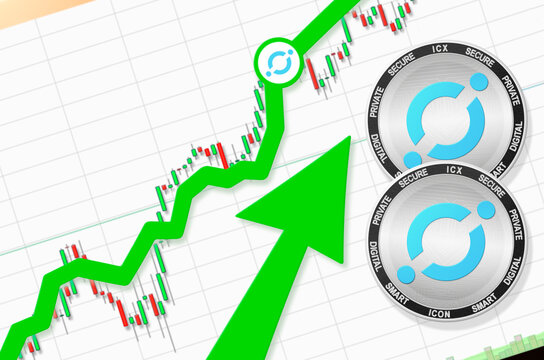 ICON going up; ICON ICX cryptocurrency price up; flying rate up success growth price chart (place for text, price)
