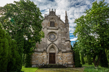Fototapeta premium Beautiful gothic church in good condition in an abandoned village.
