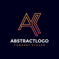 Fototapeta premium AK initial letters blue color business company trendy logo icon.