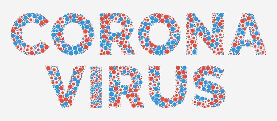 Coronavirus word fill with dotted and virus icon concept