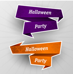 Origami  Vector infographic colorful banners set with an inscription Happy Halloween Party