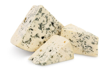 Blue cheese isolated on white background with clipping path and full depth of field.