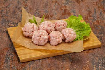 Homemade raw pork minced meatball for cooking