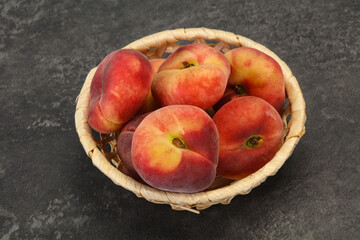 Sweet ripe tasty flat peach