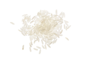 rice grains isolated on white background. Top view. Flat lay