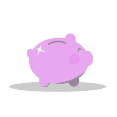 Pink piggy bank isolated on white background. Savings and investment concept. Vector illustration in flat design.