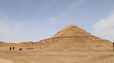 Fototapeta na wymiar Gebel's eldest mountain in Bahariya Oasis ; is a depression and a naturally rich oasis in the Western Desert of Egypt.