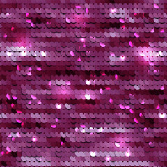 Pink sequined texture - vector illustration eps10. Realistic glittering paillettes background.